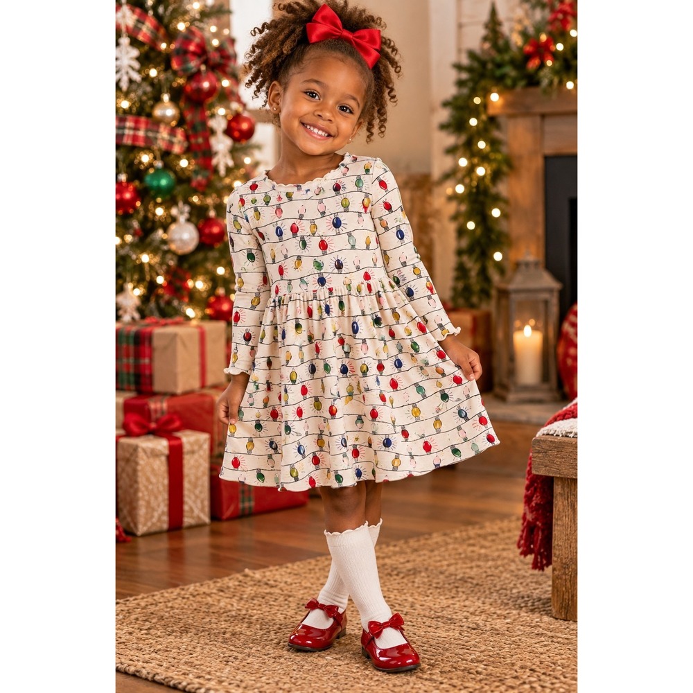 Hanna Andersson Winter Holiday Christmas Dress size 6-7 Long Sleeve